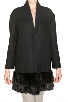 Chicca Lualdi Beequeen Mink Fringed Wool Cloth Coat - Lyst