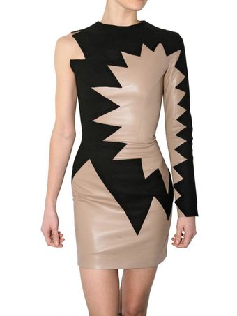  Wool Felt and Nappa Zig Zag Dress 