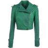 Diane Von Furstenberg Alphie Cropped Biker Jacket in Green - Lyst