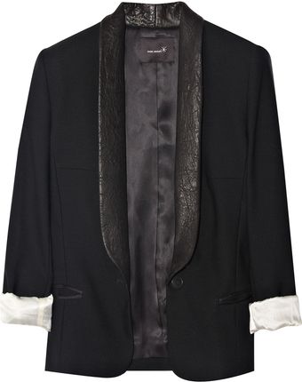  Fulber Leather-trimmed Wool Blazer 