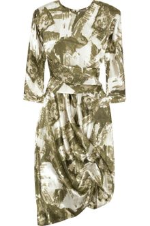 Preen Swoosh Printed Silk-satin Dress - Lyst