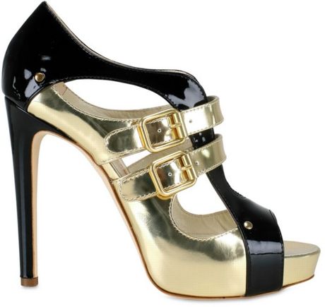 Rupert Sanderson Double Buckles Gladiator Sandals in Gold (black) - Lyst