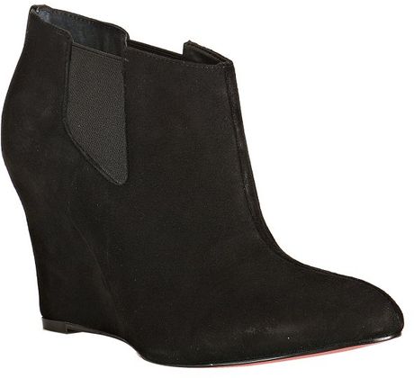 Bcbgmaxazria Black Suede Paris Wedge Booties in Black - Lyst