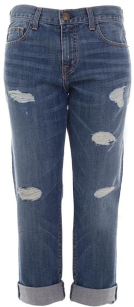 Current/Elliott Boyfriend Cropped Jeans - Lyst