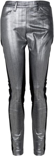Acne Skin Panel Pants in Silver - Lyst
