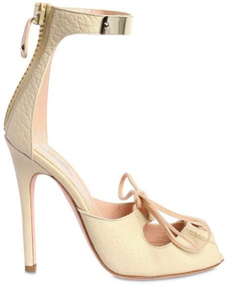 Giambattista Valli 120 Deerskin Metal Ankle Cuff Sandals in White (ivory) - Lyst