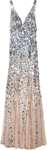 Rachel Gilbert Giselle Dégradé Sequined Gown in Silver (blush) - Lyst