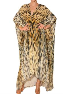 Roberto Cavalli Leopard Print Chiffon Kaftan Dress - Lyst