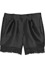 Erdem Pippa Lace-trimmed Satin-twill Shorts