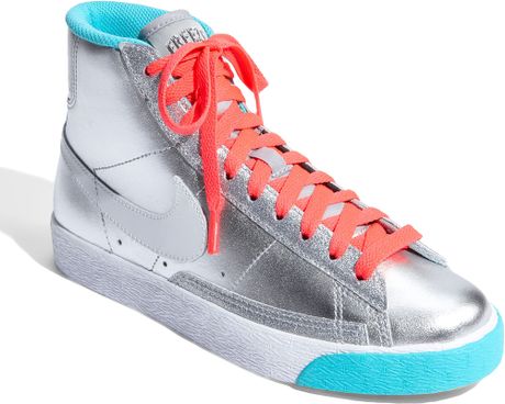 silver nike blazer metallic sneaker retro