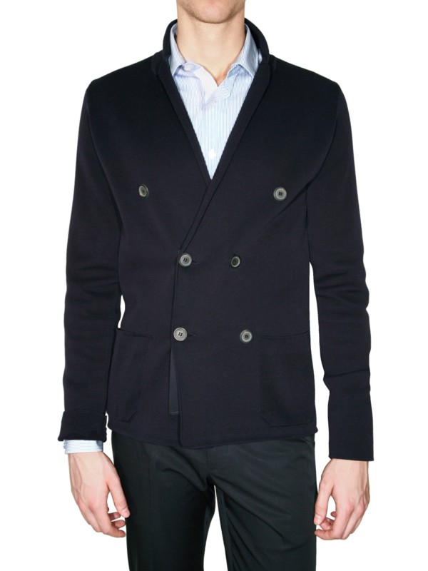 Lanvin Double Breasted Knit Cardigan Sweater in Blue for Men (navy) Lyst