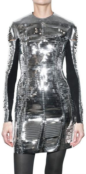 Gareth Pugh Metallic Slit Pvc Dress in Silver - Lyst