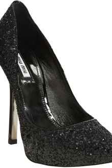 Miu Miu Taper Toe Glitter Pump - Lyst