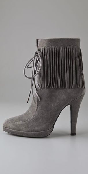 gray fringe booties