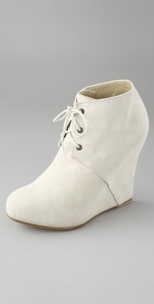 Opening Ceremony Corset Suede Wedge Booties in White (bone) - Lyst