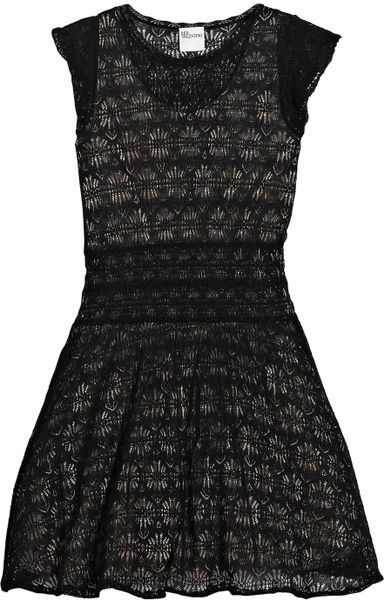 Red Valentino Knitted Lace Mini Dress in Black - Lyst