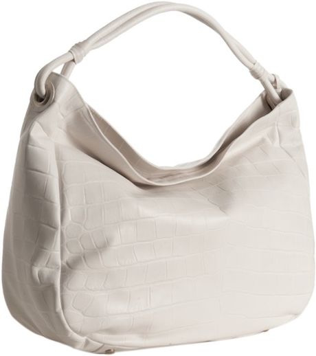 Furla White Croc Embossed Leather Shoulder Bag in White | Lyst