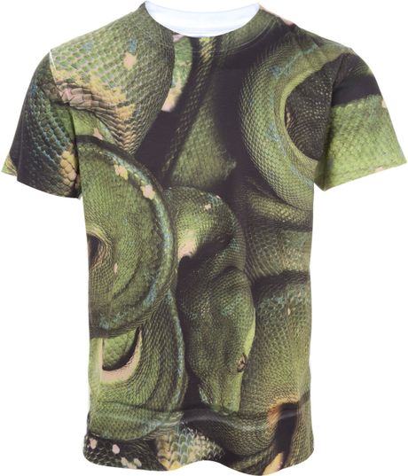Katie Eary Snake Print T-shirt in Green for Men | Lyst