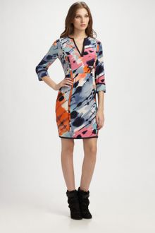 BCBGMAXAZRIA Printed Silk Jersey Dress - Lyst