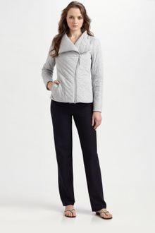 Eileen Fisher Quilted Asymmetric-zip Jacket - Lyst