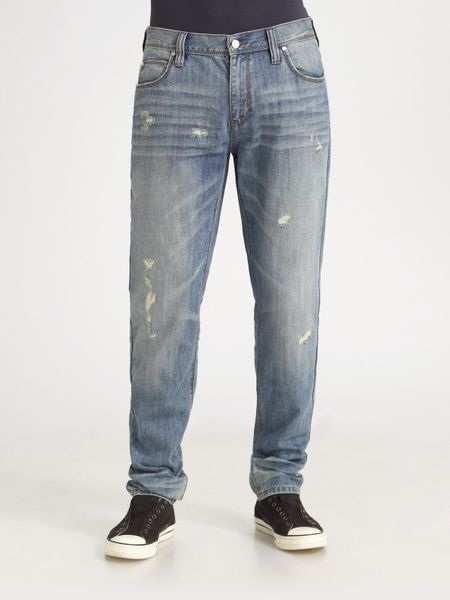 Michael Kors Distressed Straightleg Jeans in Purple for Men (indigo) - Lyst