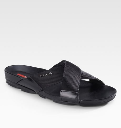 Prada Leather Sandals in Black for Men | Lyst