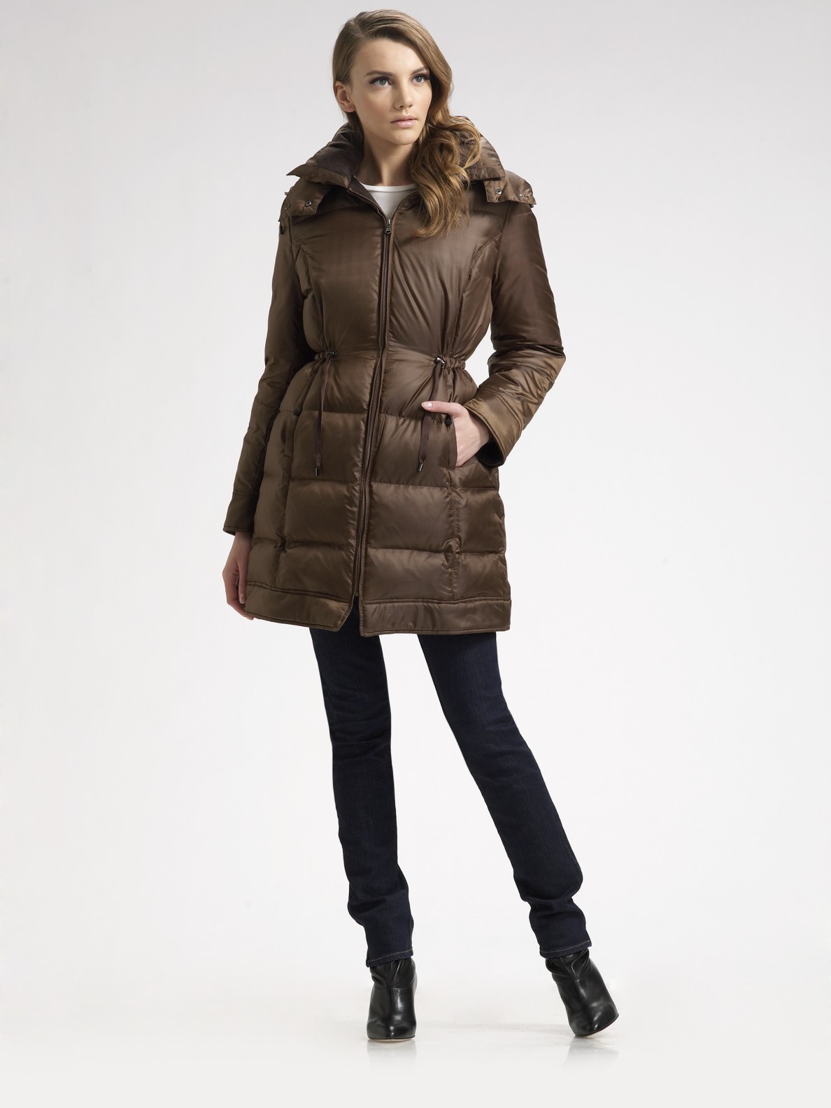 brown down puffer jacket