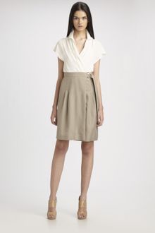 Akris Punto Silk Two-tone Belted Dress - Lyst