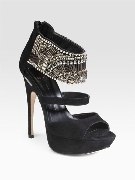 Dolce Vita Vanni Jeweled Cuff Suede Sandals in Black | Lyst