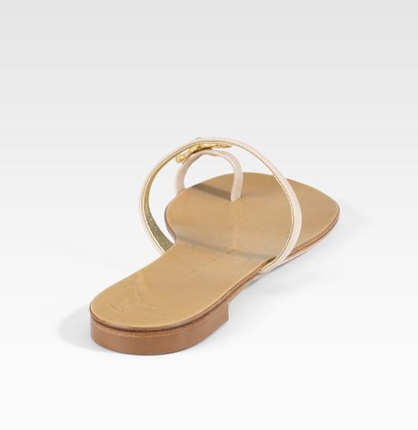 Giuseppe Zanotti Jeweled Toe-ring Sandals in Beige | Lyst