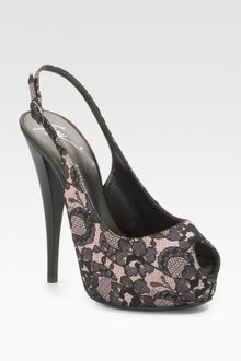 Giuseppe Zanotti Lace Silk Peep-toe Slingbacks - Lyst