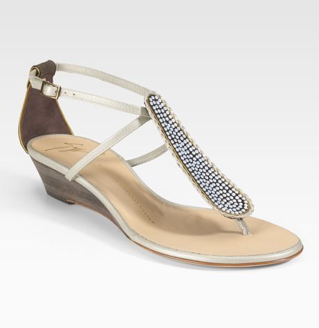 Giuseppe Zanotti Jeweled Demi-wedge Sandals in Silver | Lyst