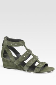 Gucci Sigourney Suede Studded Sandals - Lyst