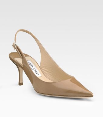  Light Patent Leather Slingback Pumps 