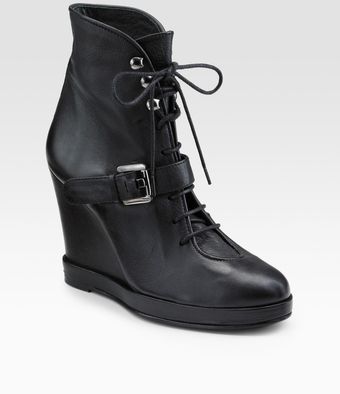  Lace-up Wedge Ankle Boots 