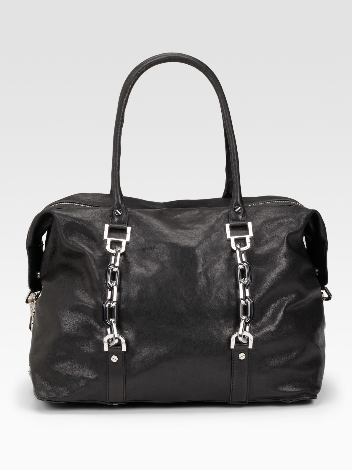 Tory Burch Chain Front Leather Top Handle Bag in Black Lyst