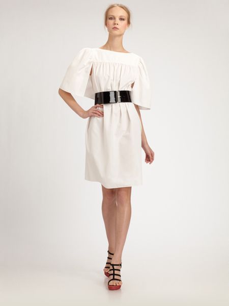 Yves Saint Laurent Cotton/silk Back Cape Dress in White - Lyst