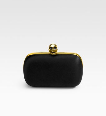 Alexander McQueen Signature Skull Satin Clutch - Lyst