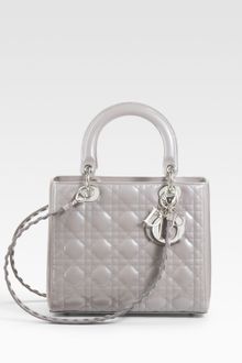Dior Patent Quilted Cannage Lady Top Handle Bag - Lyst