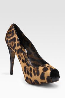 Dolce & Gabbana Pony Hair Peep-toe Pumps - Lyst