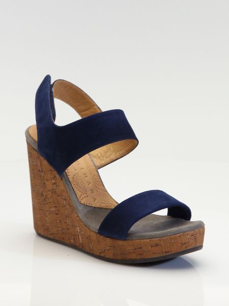 navy cork wedges