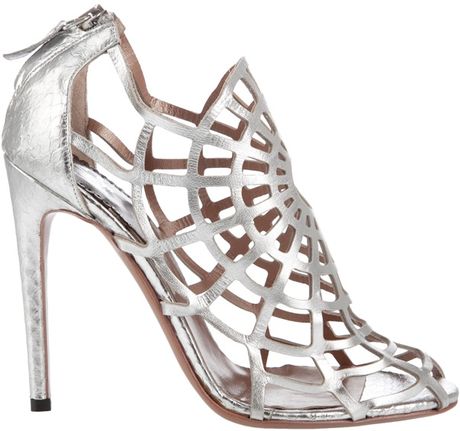 cage roberto cavalli sandals spider web silver shoes