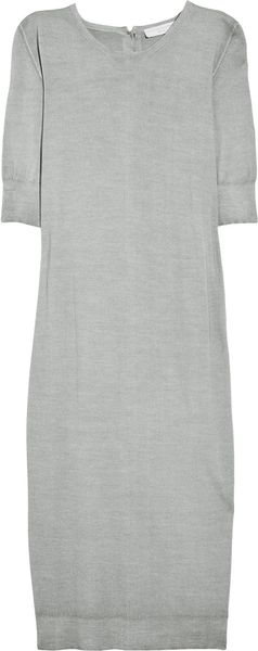 Stella Mccartney Buttonedback Wool Sweater Dress in Gray - Lyst