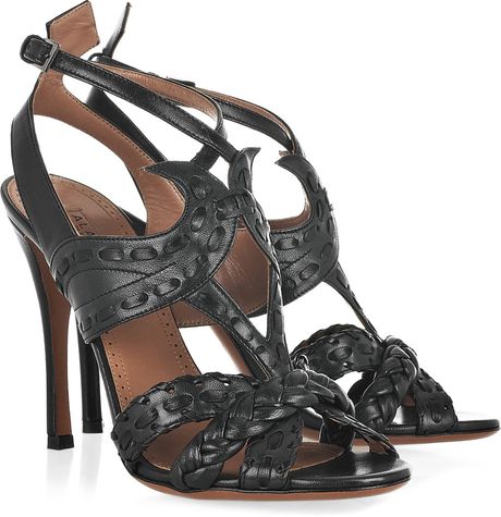 Alaïa Cutout Leather Sandals in Black (green) - Lyst