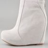 Jeffrey Campbell Pixie Zip Suede Wedge Booties in White (ivory) - Lyst