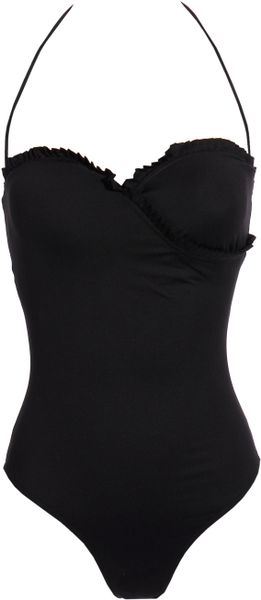 Azzaro Ruffle Trimmed Halter Neck in Black - Lyst