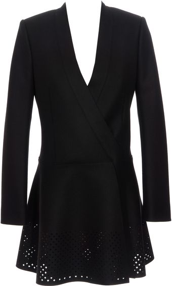 Balenciaga Collarless Perforated Coat - Lyst