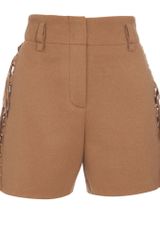 Chloé Camel Shorts with Side Fringing
