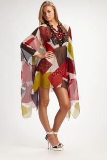 Oscar de la Renta Draped Silk Chiffon Coverup - Lyst