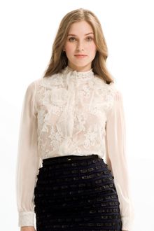 Oscar de la Renta Long Sleeve Blouse - Lyst
